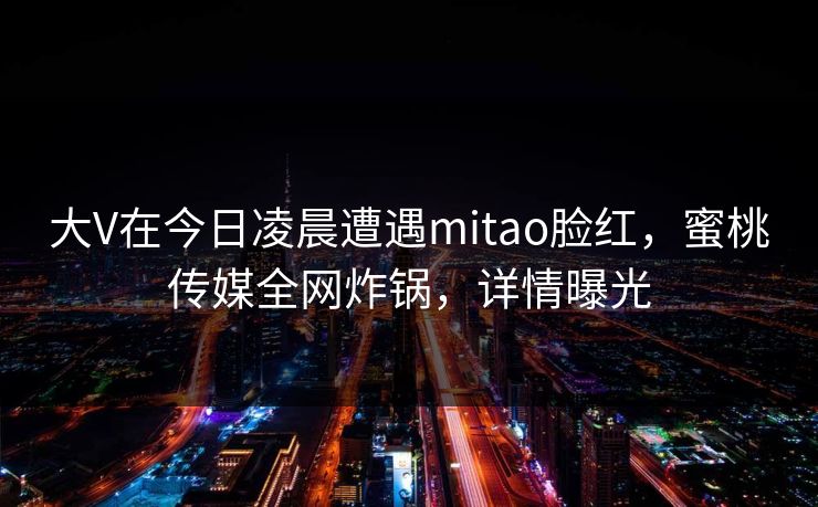 大V在今日凌晨遭遇mitao脸红，蜜桃传媒全网炸锅，详情曝光
