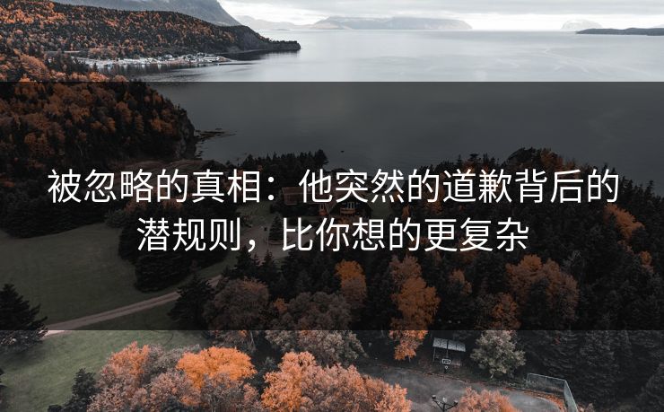 被忽略的真相：他突然的道歉背后的潜规则，比你想的更复杂