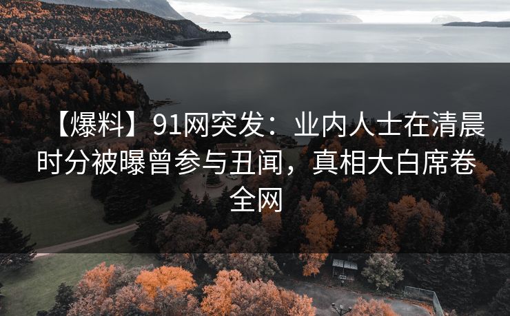 【爆料】91网突发：业内人士在清晨时分被曝曾参与丑闻，真相大白席卷全网