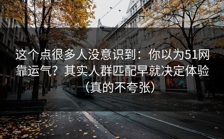 这个点很多人没意识到：你以为51网靠运气？其实人群匹配早就决定体验（真的不夸张）