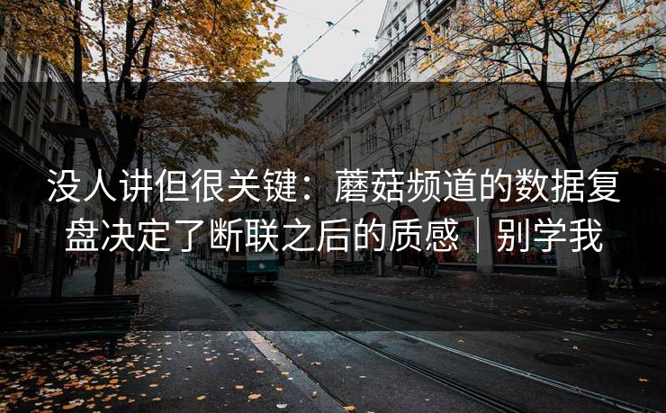 没人讲但很关键：蘑菇频道的数据复盘决定了断联之后的质感｜别学我